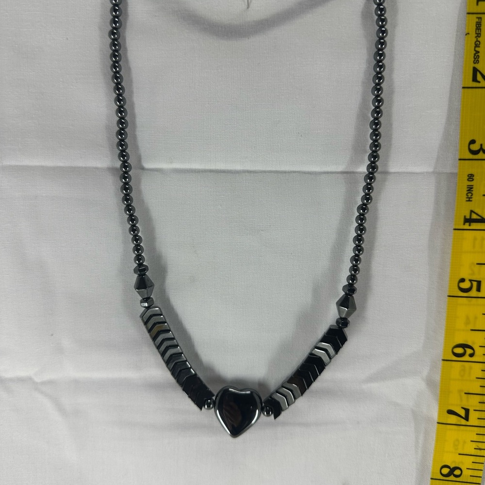 Elegant hematite Black Heart Necklace